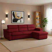 Ceto, Divano Fisso con Penisola Sfoderabile Made in Italy, 285x160 cm Rosso