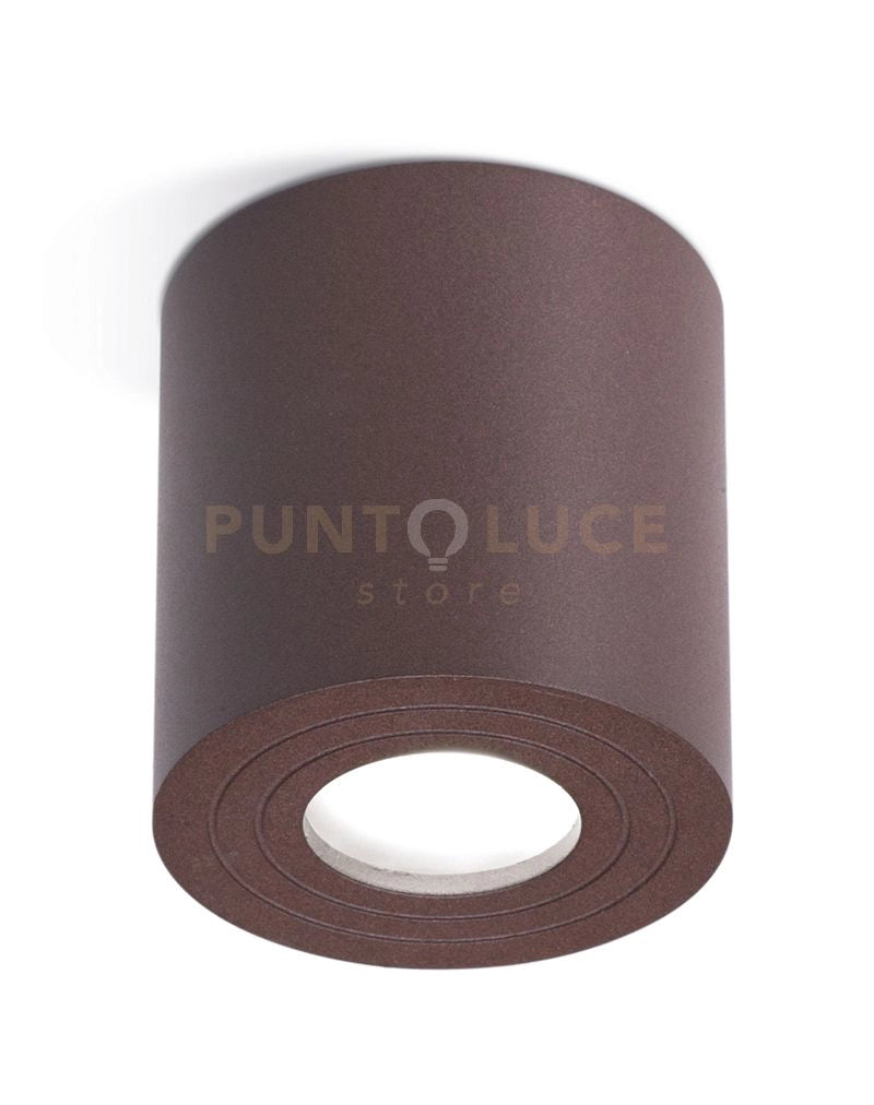 GES1075- PLAFONIERA ALLUMINIO MARRONE TONDA 1 LUCE ATTACCO GU10 D.9CM