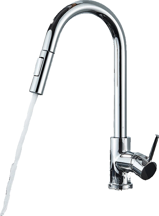 JANA | Rubinetto cucina estensibile Premium in acciaio inox cromato | Miscelatore arco alto gastronomia alta pressione ruotabile a 360° 2 attacchi