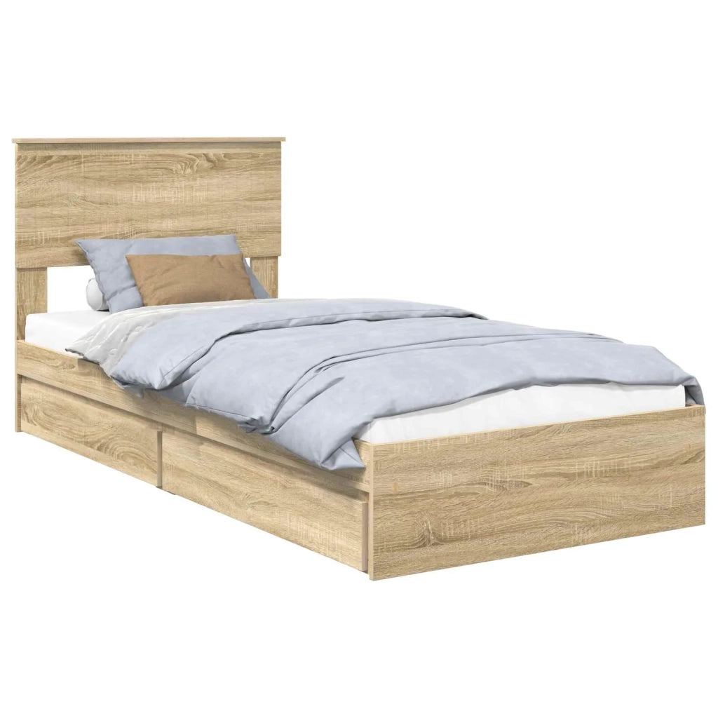 Letto con Contenitore con testiera Rovere Sonoma 90 x 200 cm