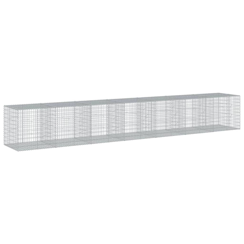 Gabbione recinto a gabbia muro di contenimento con coperchio 700 x 100 x 100 cm ferro zincato argento 02_0040189