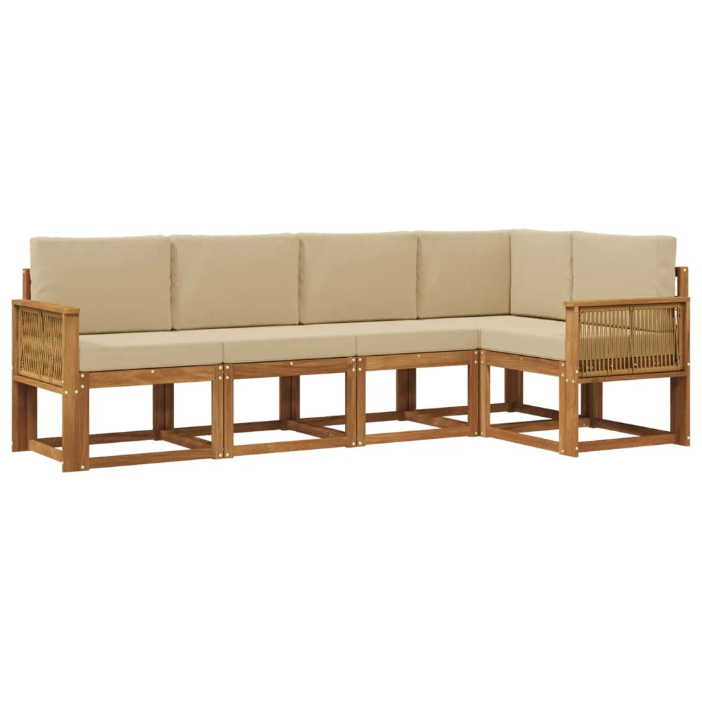 Set di divani da esterno 5 pcs Naturale e Beige Poliestere