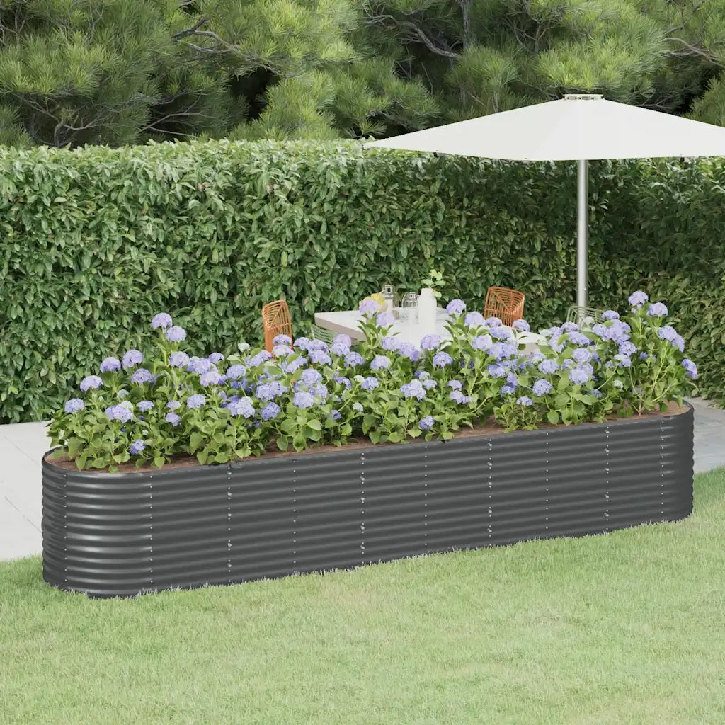 Letto da Giardino in Acciaio Zincato 368x80x68 cm Antracite 318966