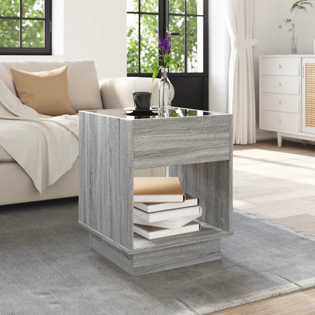Tavolino da Salotto con LED Infinity Grigio Sonoma 40x40x50 cm 847649