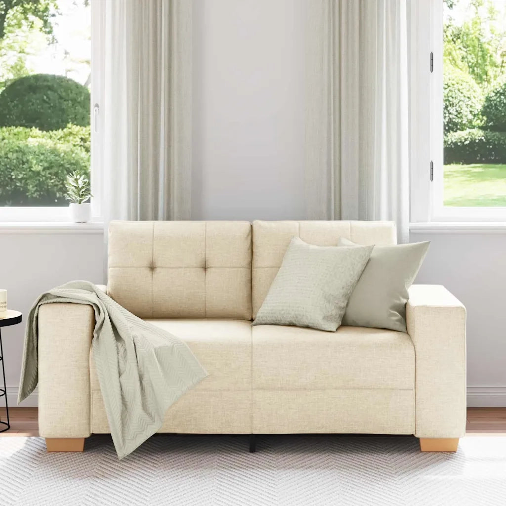 vidaXL Divano Divanetto Crema 120 cm in Tessuto