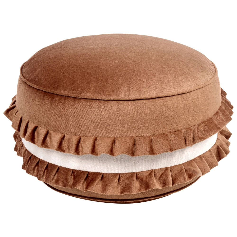 Pouf in velluto marrone 50 x 50 x 30 cm Pouf Seduta decorativa rotonda Stile moderno Soggiorno Camera da letto