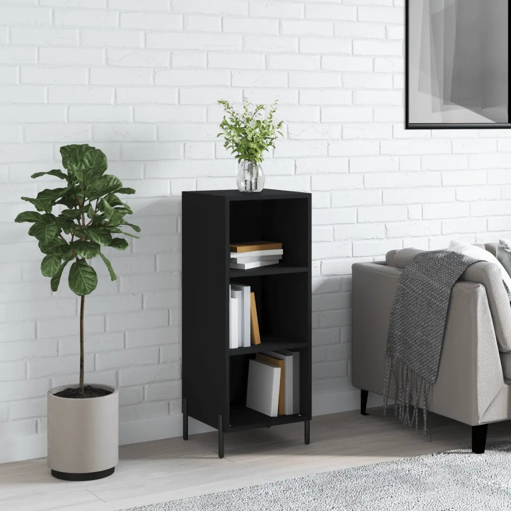 Credenza-Buffet-Armadio da cucina Nera 34,5x32,5x90 cm in Legno Multistrato 693487