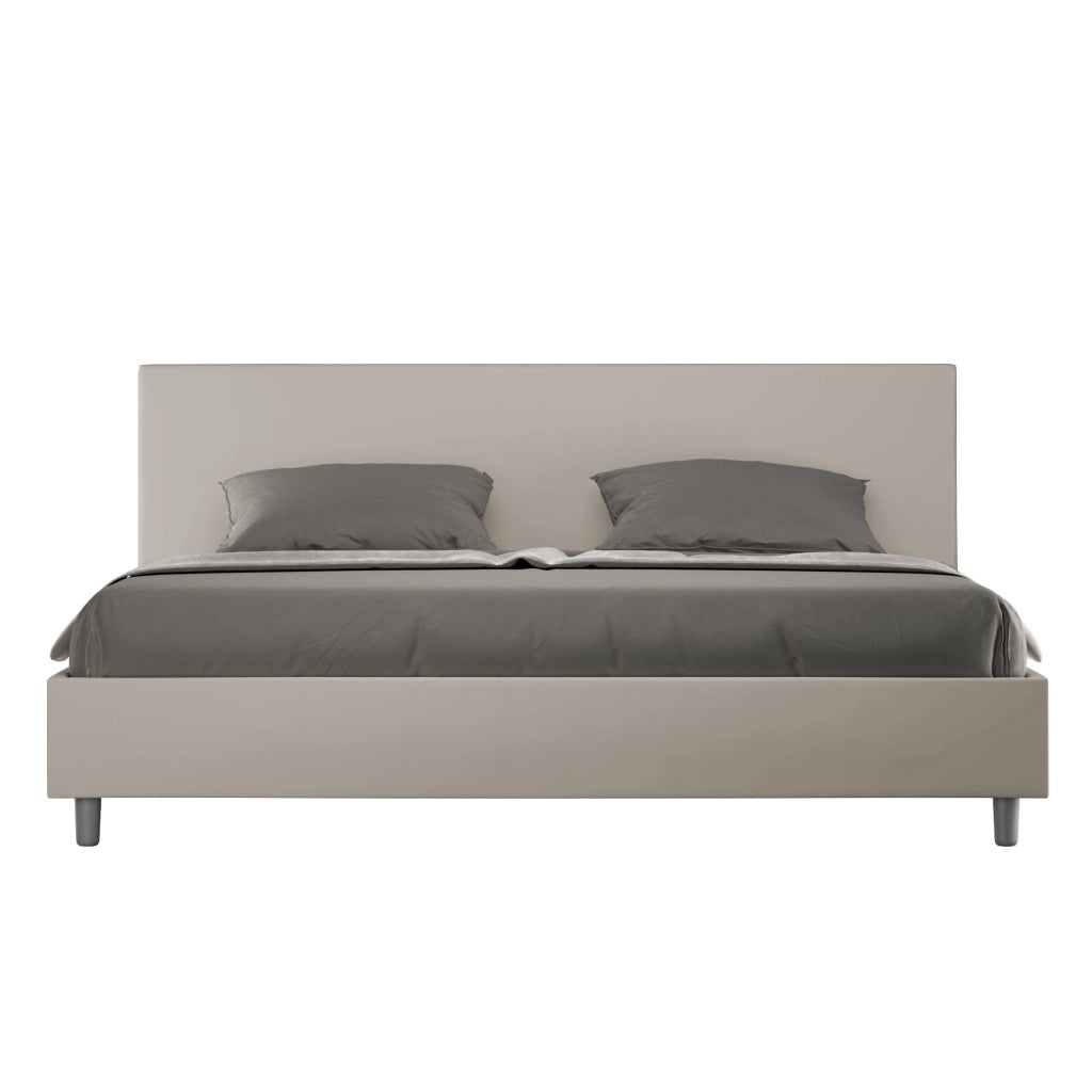 BS COM Letto contenitore imbottito 180x210 similpelle tortora
