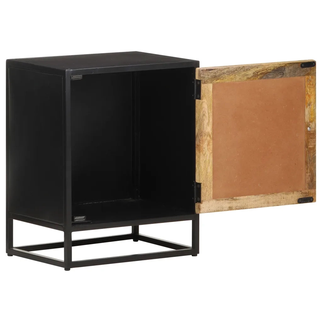 Comodino | Armadio da Notte | Mobiletto da notte 40x30x50 cm in Legno di Mango Grezzo