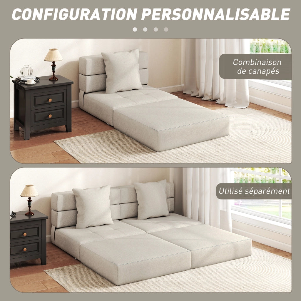 Poltrona letto convertibile ¨C Zephmum ¨C Tessuto beige