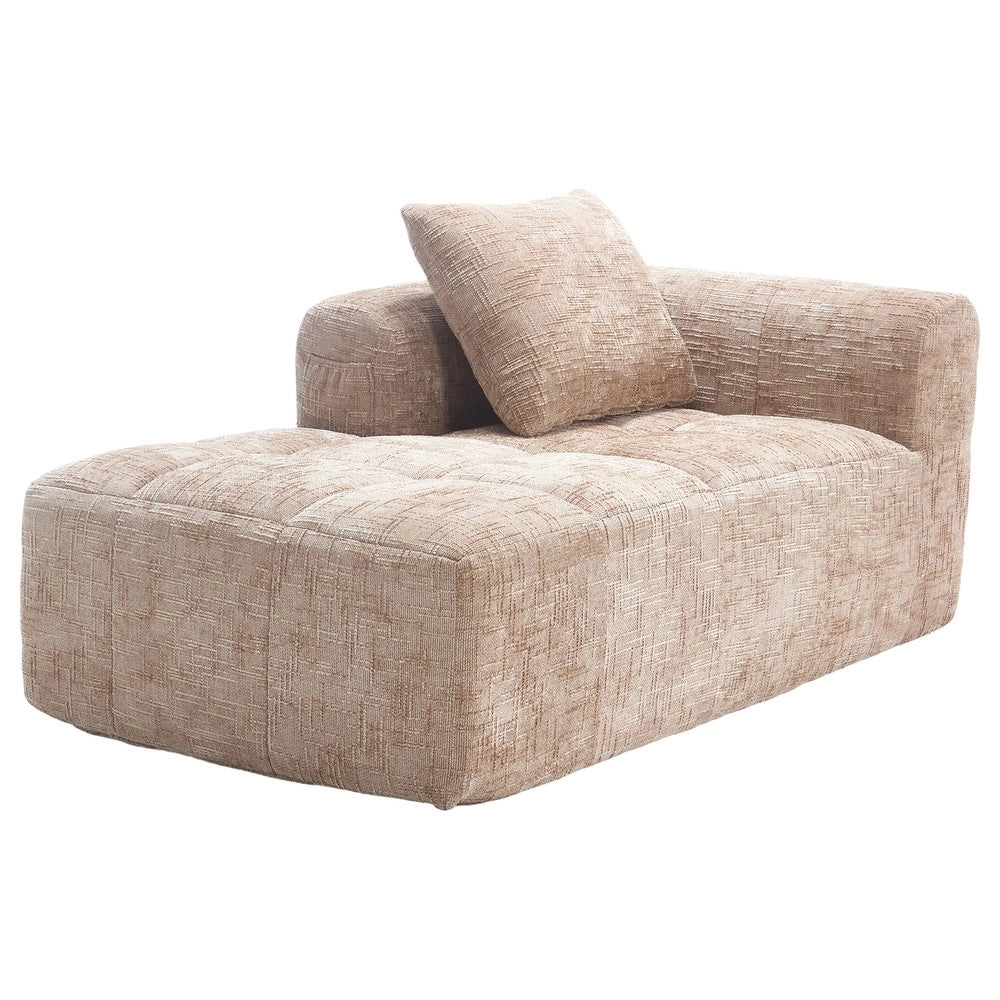 Chaise longue con cuscini ¨C Minimal ¨C tessuto khaki, con tasche laterali