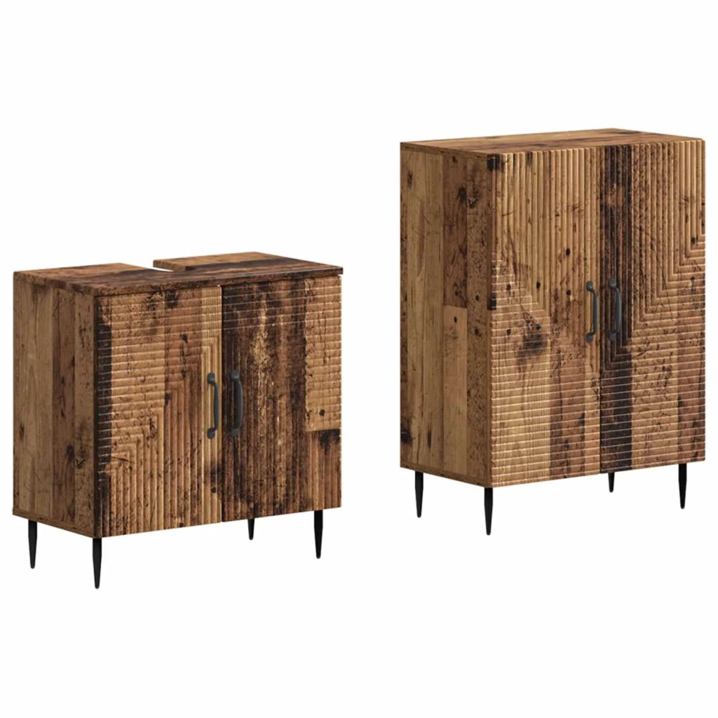 Set di Armadi da Bagno da 2 Pezzi HAARLEM Legno antico 3417619