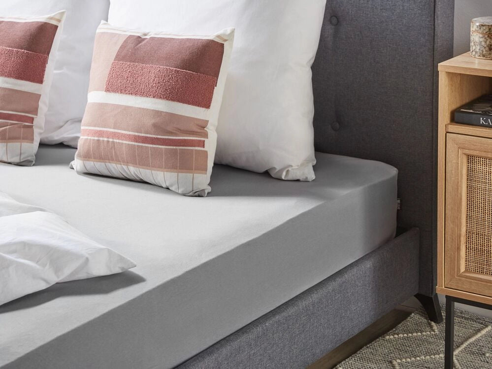 Lenzuolo con angoli cotone grigio chiaro 90 x 200 cm coprimaterasso elasticizzato modello classico a tinta unita camera da letto classica