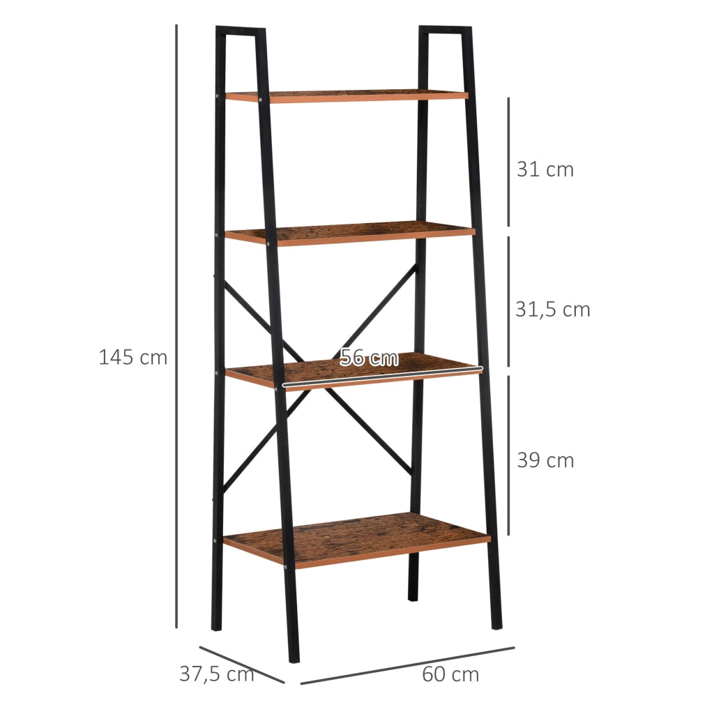 Libreria Scaffale Industriale con 4 Ripiani ¨C zephmum ¨C Marrone 60x35x145 cm