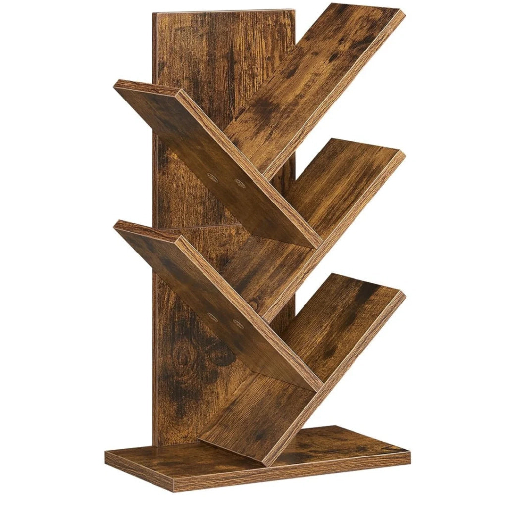 Libreria autoportante a forma di albero con 5 ripiani scaffale angolare salvaspazio con ripiani per camera da letto soggiorno ufficio marrone 12_0004212