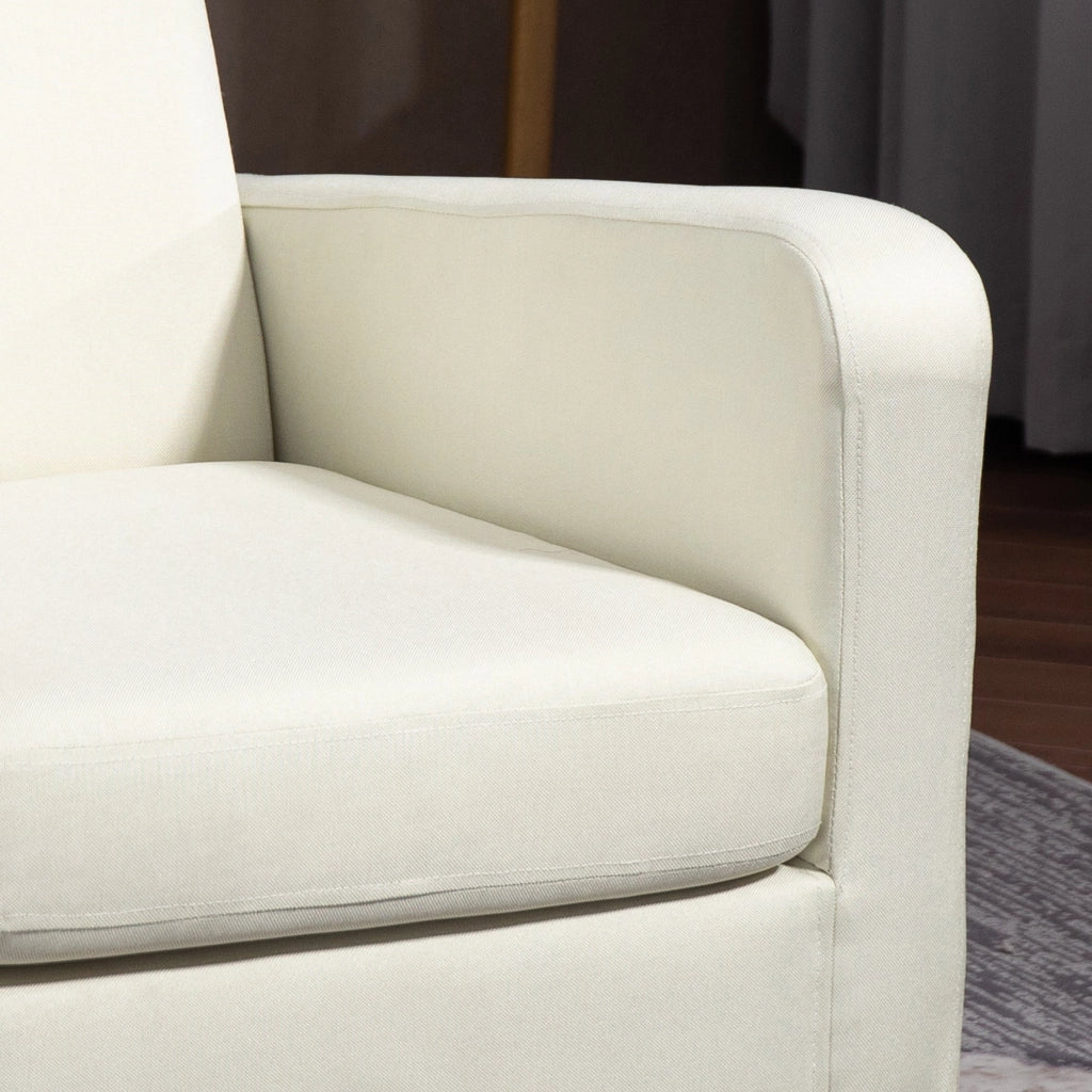 Poltrona Moderna da Camera con Braccioli 66x72x74 cm in Tessuto Crema