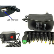Trade Shop - Alimentatore Universale 3v 4.5v 5v 6v 7.5v 9v 12v 1000ma 12w Usb - 8 Adattatori -
