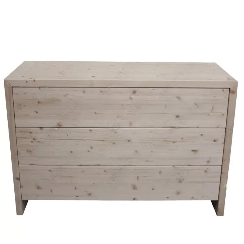 cassettiera classica 3 cassetti legno massello abete grezzo 120x50x80 (3317) - Mobili 2G