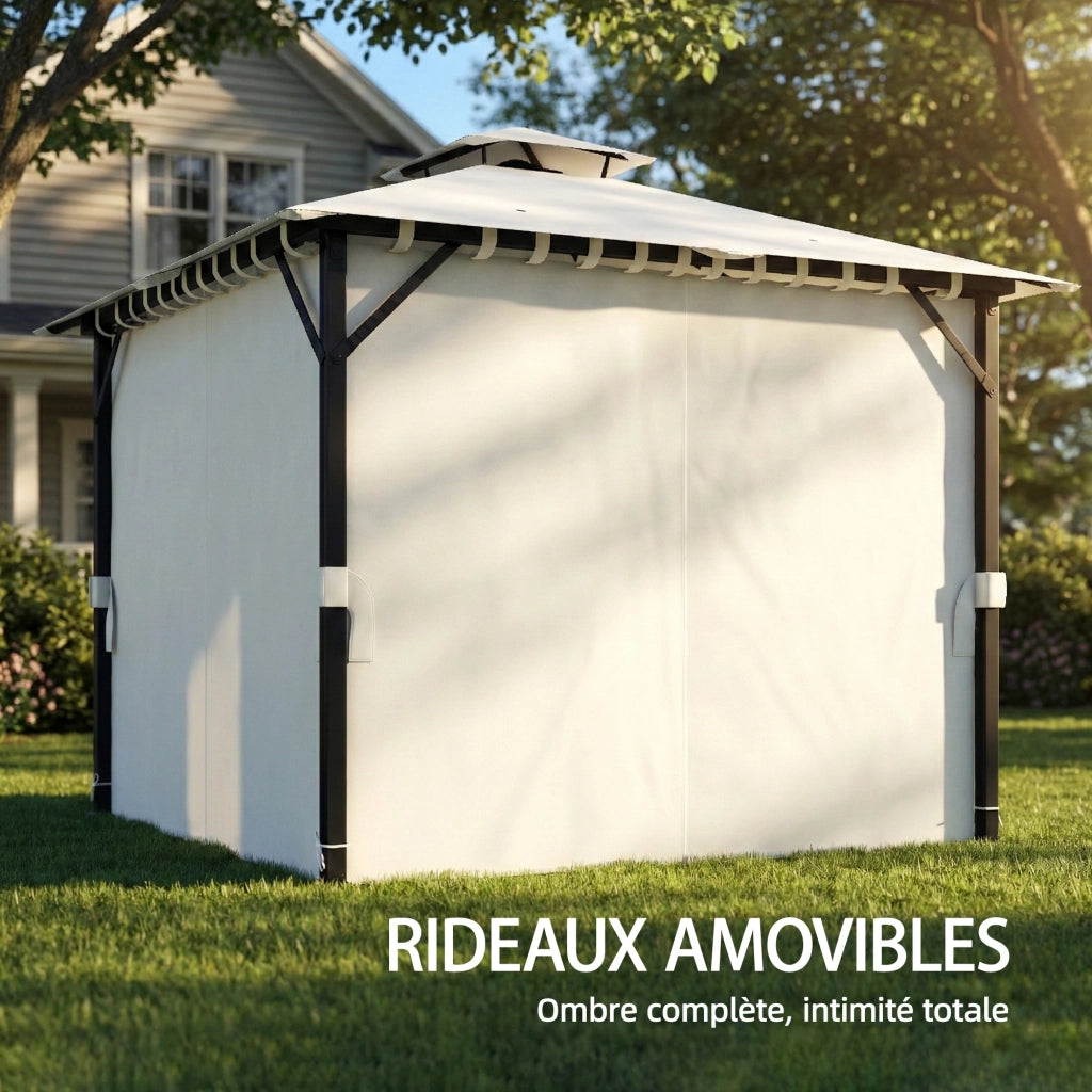 Tonnelle da giardino 3x3m ¨C zephmum ¨C crema, metallo, 300x300x250 cm