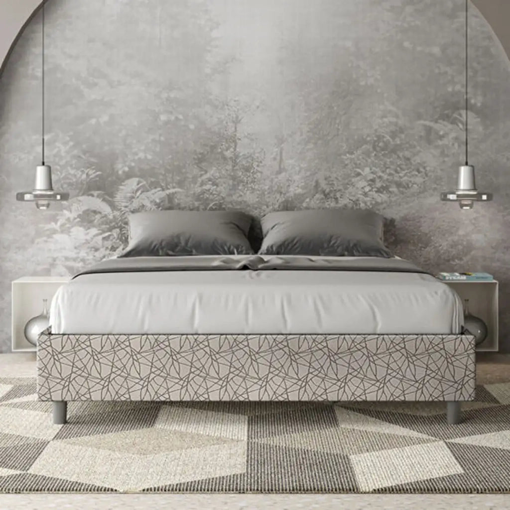 Letto matrimoniale contenitore imbottito 160x210 tessuto Era 2 grigio Azelia