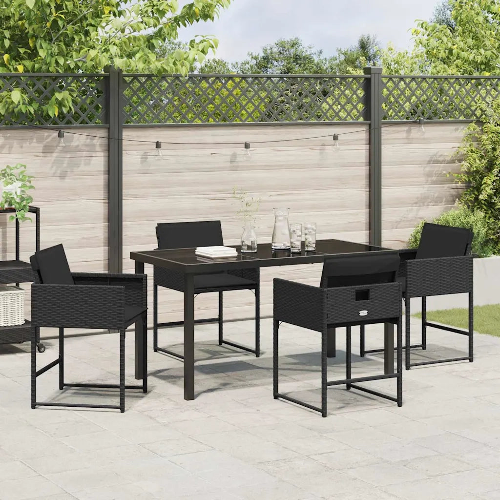 Set da Pranzo per Giardino 5 pcs Nero polyrattan 3380718