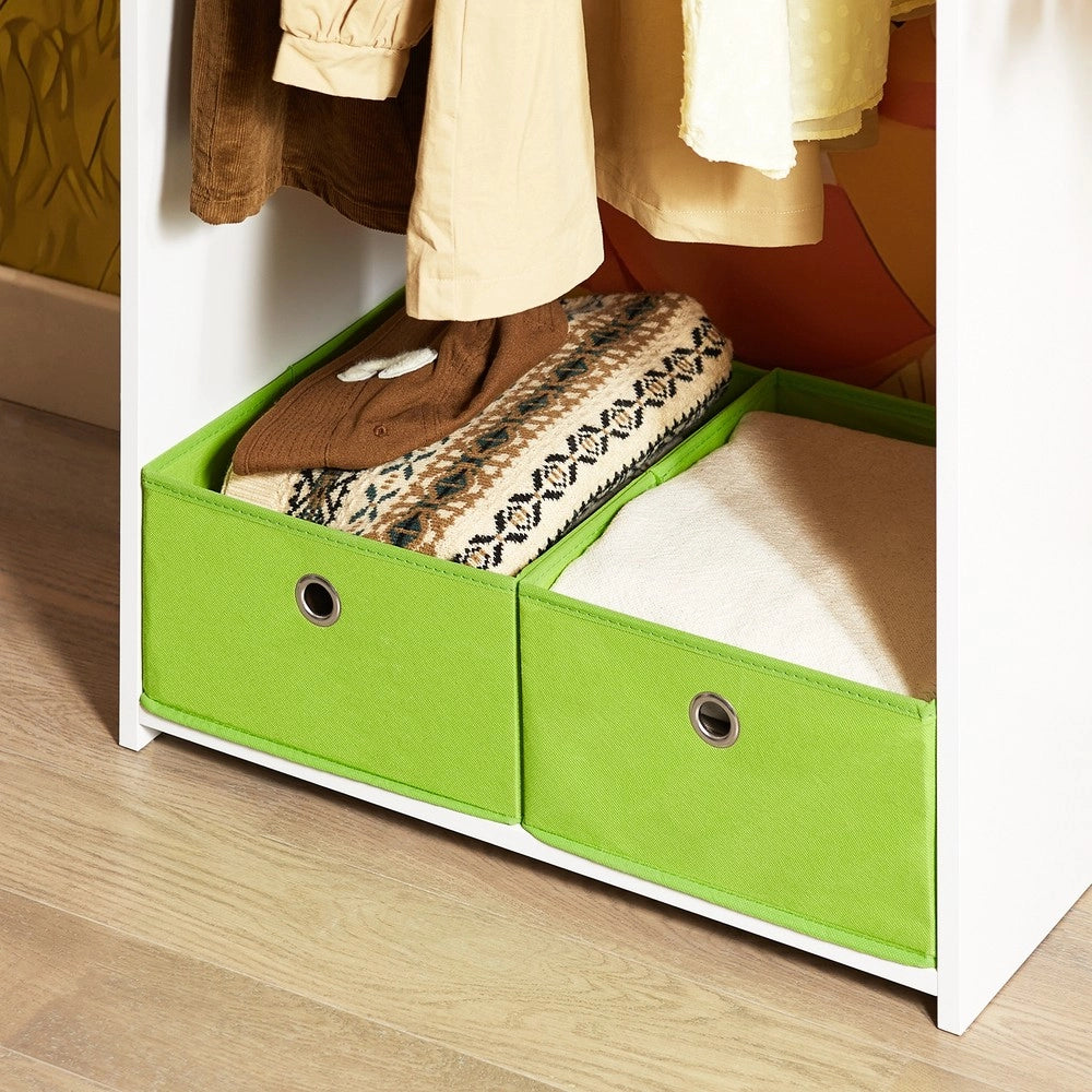 SoBuy Mobile per Bambini con Appendiabiti, Giardaroba per Bambini con 2 scatole, Armadio per bambini Bianco 60x35x110cm KMB109-W