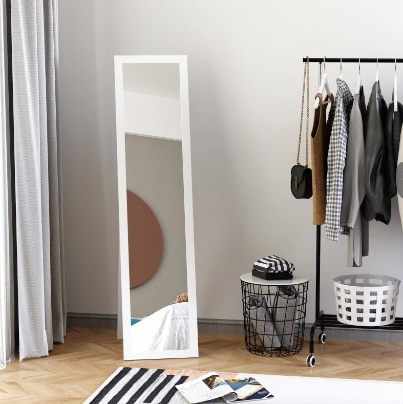 Specchio da terra ULEVR 37x37x154 cm, installazione a parete o freestanding, cornice bianca in MDF
