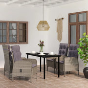 Set da Pranzo da Giardino 5 pz con Cuscini Grigio e Nero cod mxl 52017