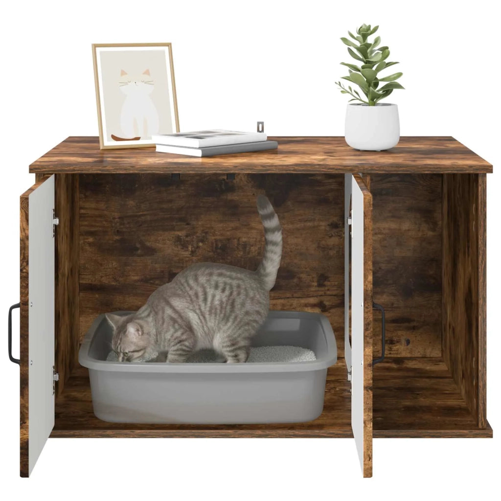 Casa per Gatti Rovere fumé 85 x 55 x 50 cm Legno multistrato