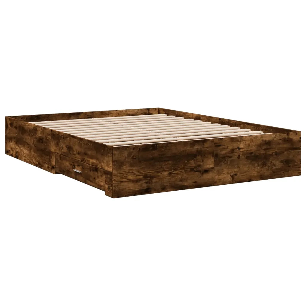 Giroletto con Cassetti Rovere Fumo 140x200 cm Legno Multistrato