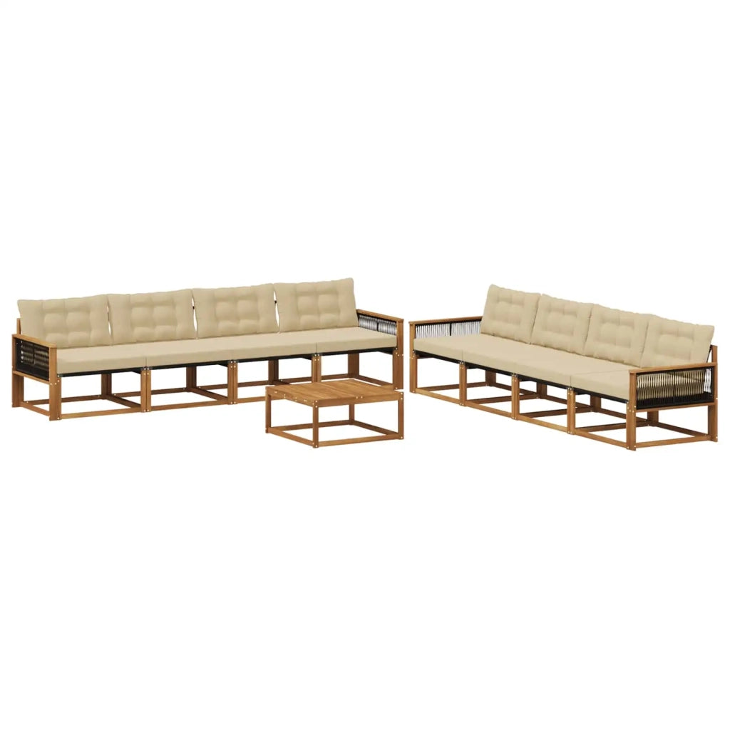 Set di divani da esterno con cuscino 9 pcs Naturale e Beige 3381329