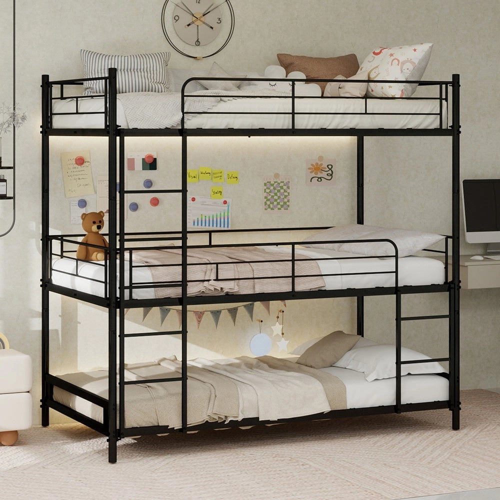 Letto a Castello Triplo con Scala e Ringhiera ¨C Xylo ¨C Legno, per Bambini e Adulti