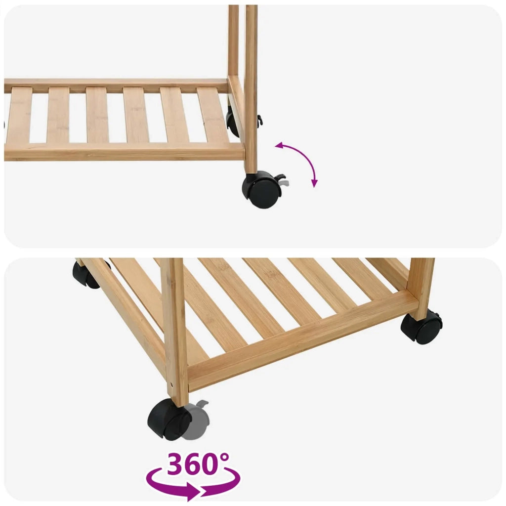 Carrello da Cucina con Ruote Naturale 37 x 36 x 80 cm Bambù 42028294