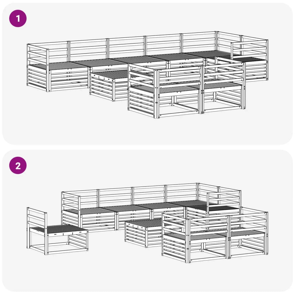 Set di divani da esterno 9 pcs Naturale 3373679