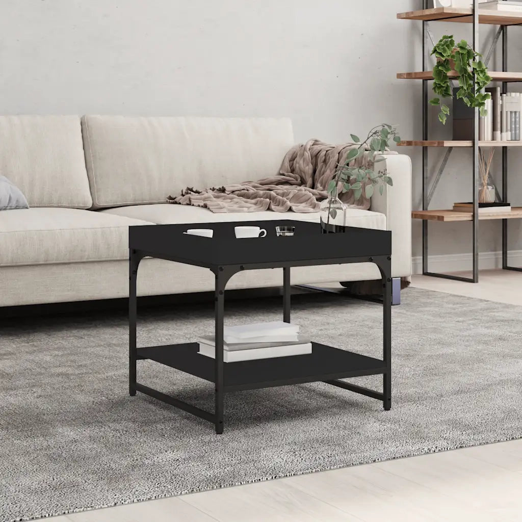 Tavolino da salotto | Tavolino da caff¨¨ | Tavolino da Soggiorno Nero 49,5x49,5x45 cm in Legno Multistrato