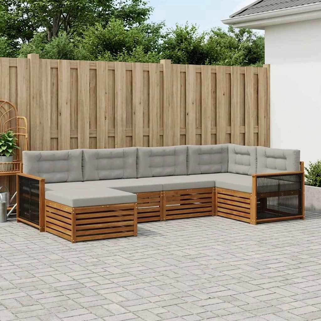 Set di divani da esterno 6 pz Naturale e Grigio Chiaro 3383564