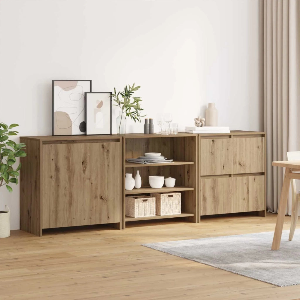 Credenza con cassetto 3 pcs Rovere artigianale 70 x 41 x 75 cm 3393158
