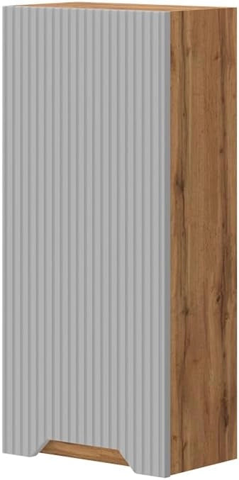 mobile bagno Lotta, Rovere/grigio a righe, 20 x 72.6 cm