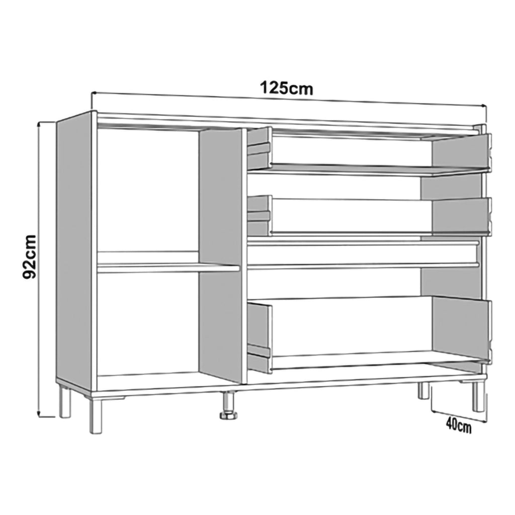 Madia Sideme, Credenza 2 Ripiani, 125x40x92h cm Bianco Crema