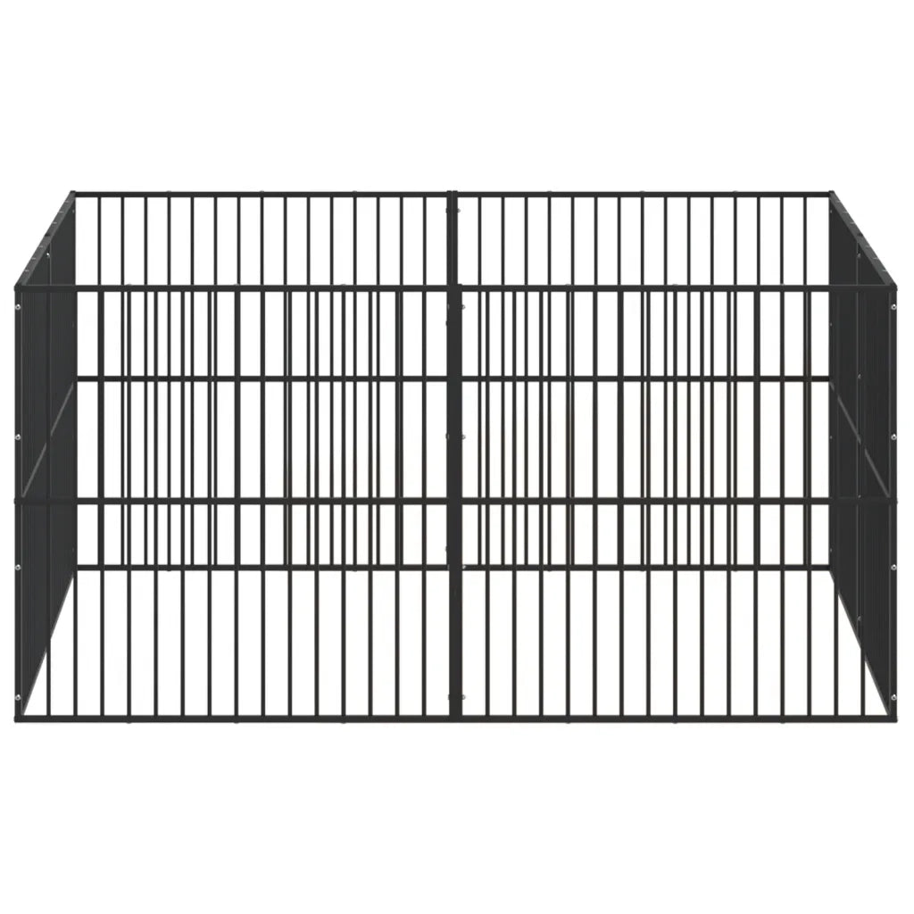 Box per Cani 8 Pannelli Nero Acciaio Zincato CFW7265685