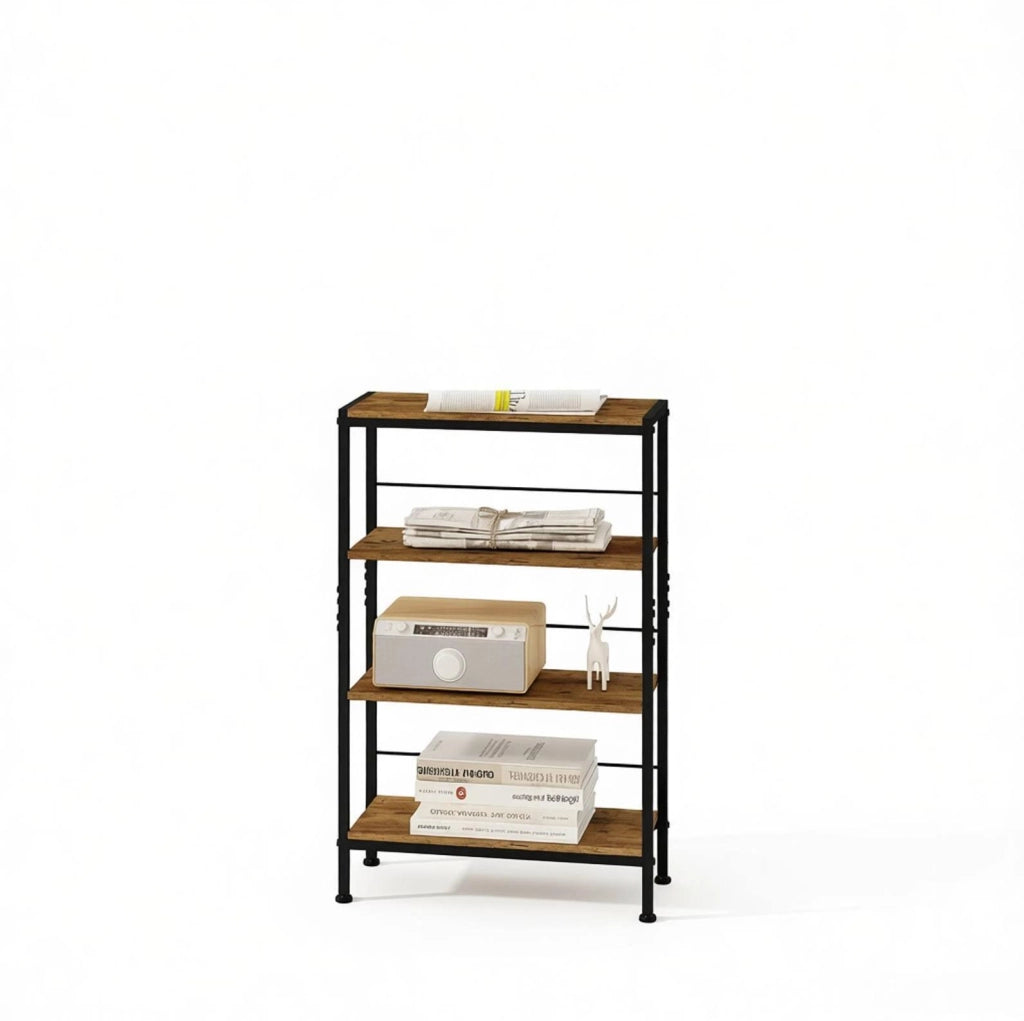 Scaffale portaoggetti 4 ripiani in MDF e metallo 50x78x20 cm