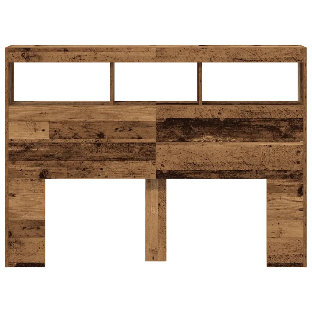 Testiera con Contenitore a LED Legno Antico 140x17x102 cm