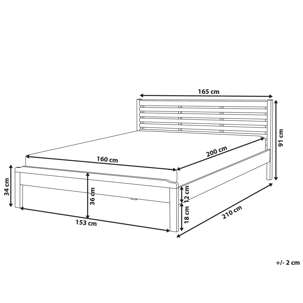 Letto in marrone chiaro 160 x 200 cm testiera e rete a doghe letto grande