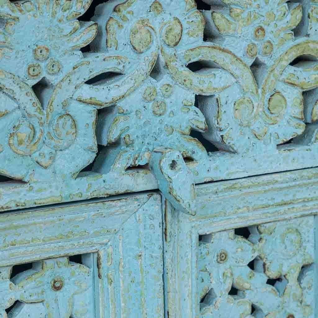 Tavolino da ingresso in legno blu 90x40x90 cm