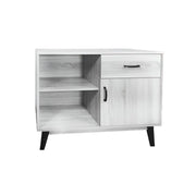 MOBILE MODERNO IN LEGNO CON 2 RIPIANI, 1 ANTA E CASSETTO COLORE BIANCO DIMENSIONI 94X38X74 CM