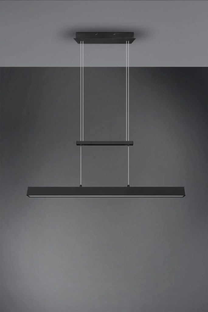 Lampadario LED PAROS nero 3 luci 32W 3000K 90cm RL