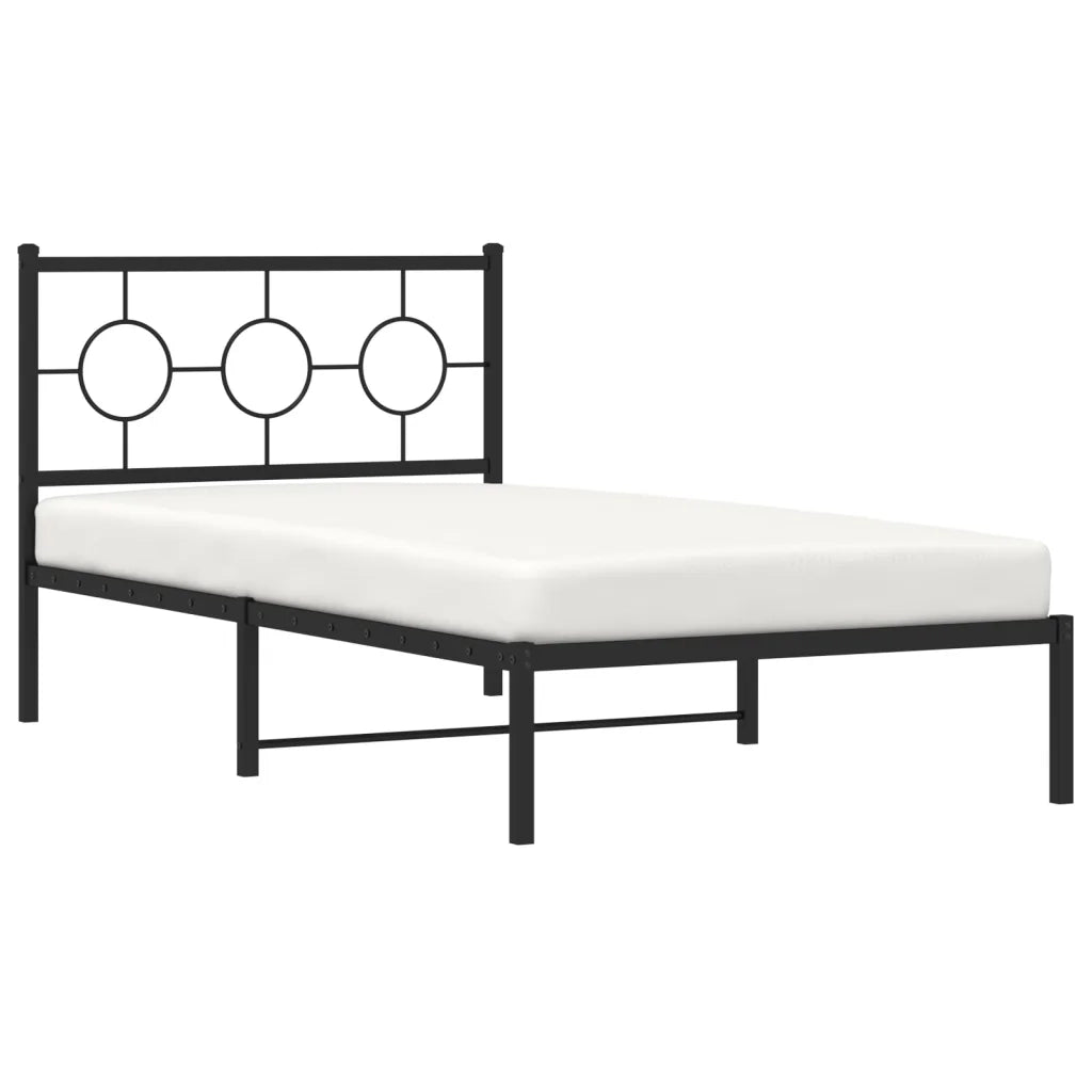 Giroletto con Testiera Metallo Nero 100x200 cm 376221