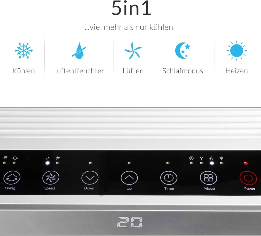 Climatizzatore Mobile Locale 9000BTU 4in1 WiFi App 2700W con Telecomando Tubo di Scarico Condizionatore Aria