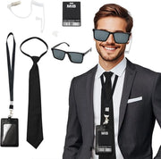 Costumi da Spia 6 pezzi - Occhiali da Sole Neri - Cravatta - Abito da Spia - Carta MIB - Accessori per Giochi di Ruolo - Set di Costumi