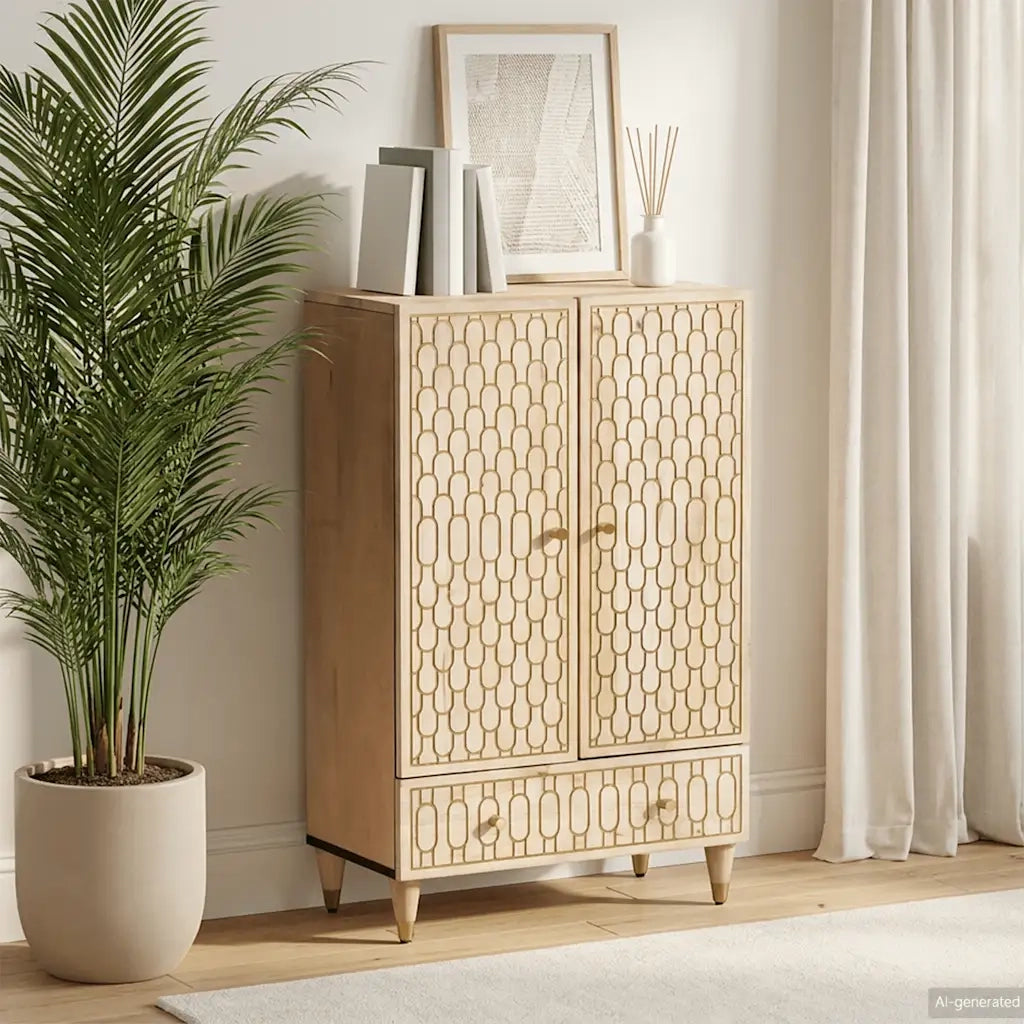 Credenza 60x33x110 cm in Legno Massello di Mango 358278